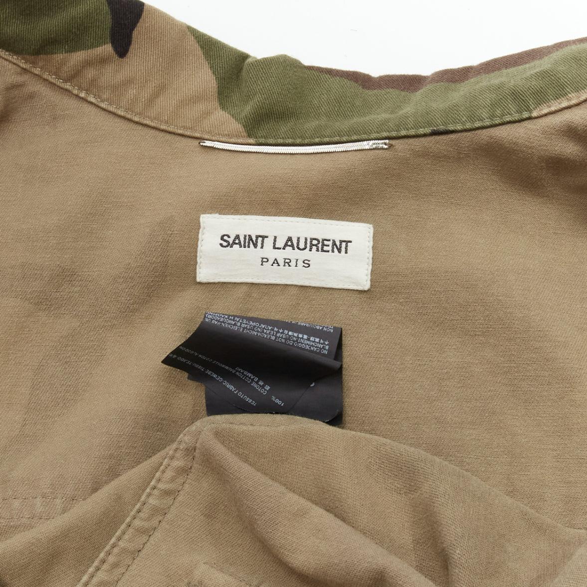 SAINT LAURENT Hedi Slimane 2014 gold green camouflage military  jacket FR46 S For Sale 5
