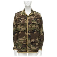 SAINT LAURENT Hedi Slimane 2014 gold green camouflage military  jacket FR46 S