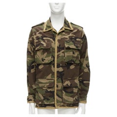 SAINT LAURENT Hedi Slimane 2014 trim camouflage military cargo jacket FR46 S