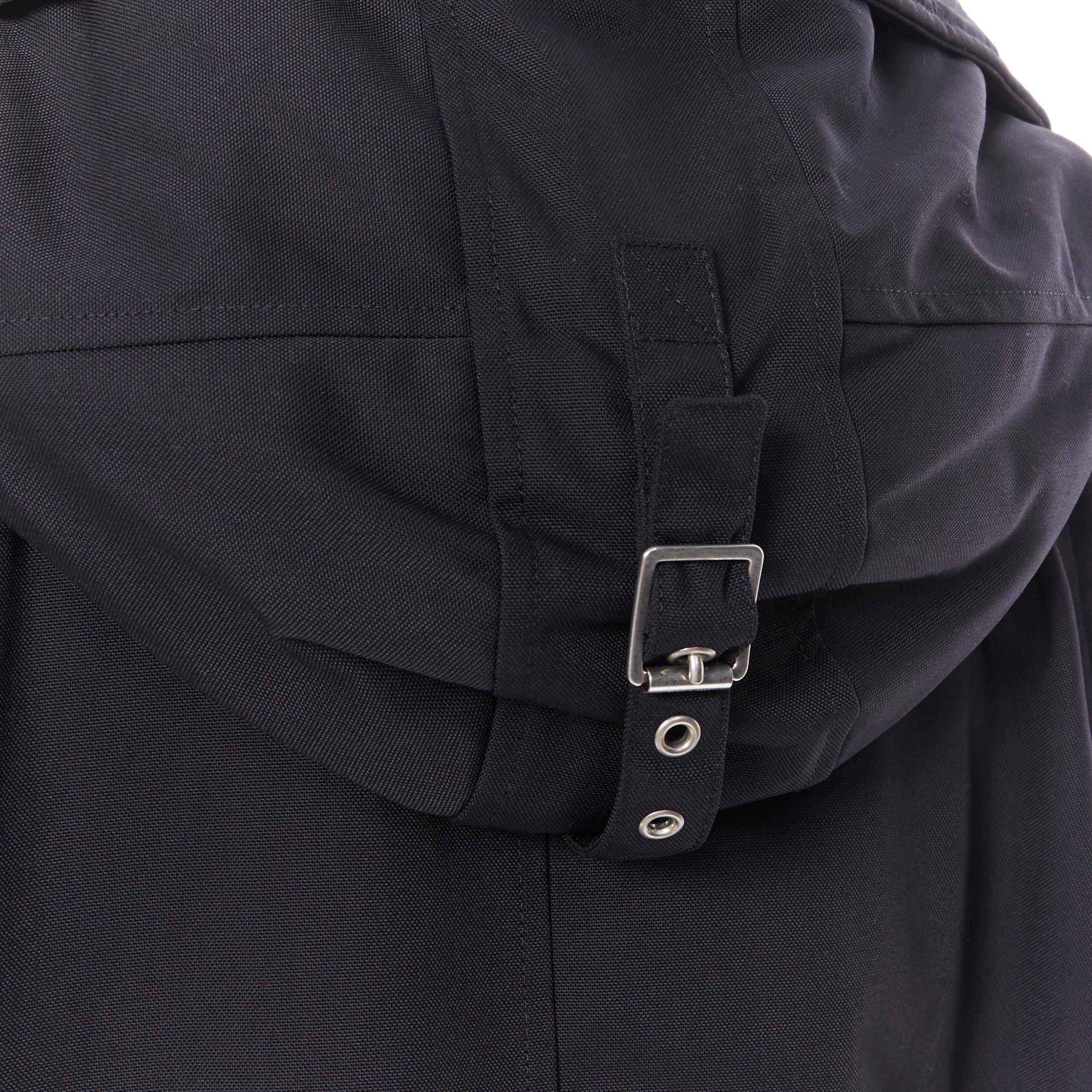 SAINT LAURENT HEDI SLIMANE 2015 black nylon zip front hooded parka coat FR36 6