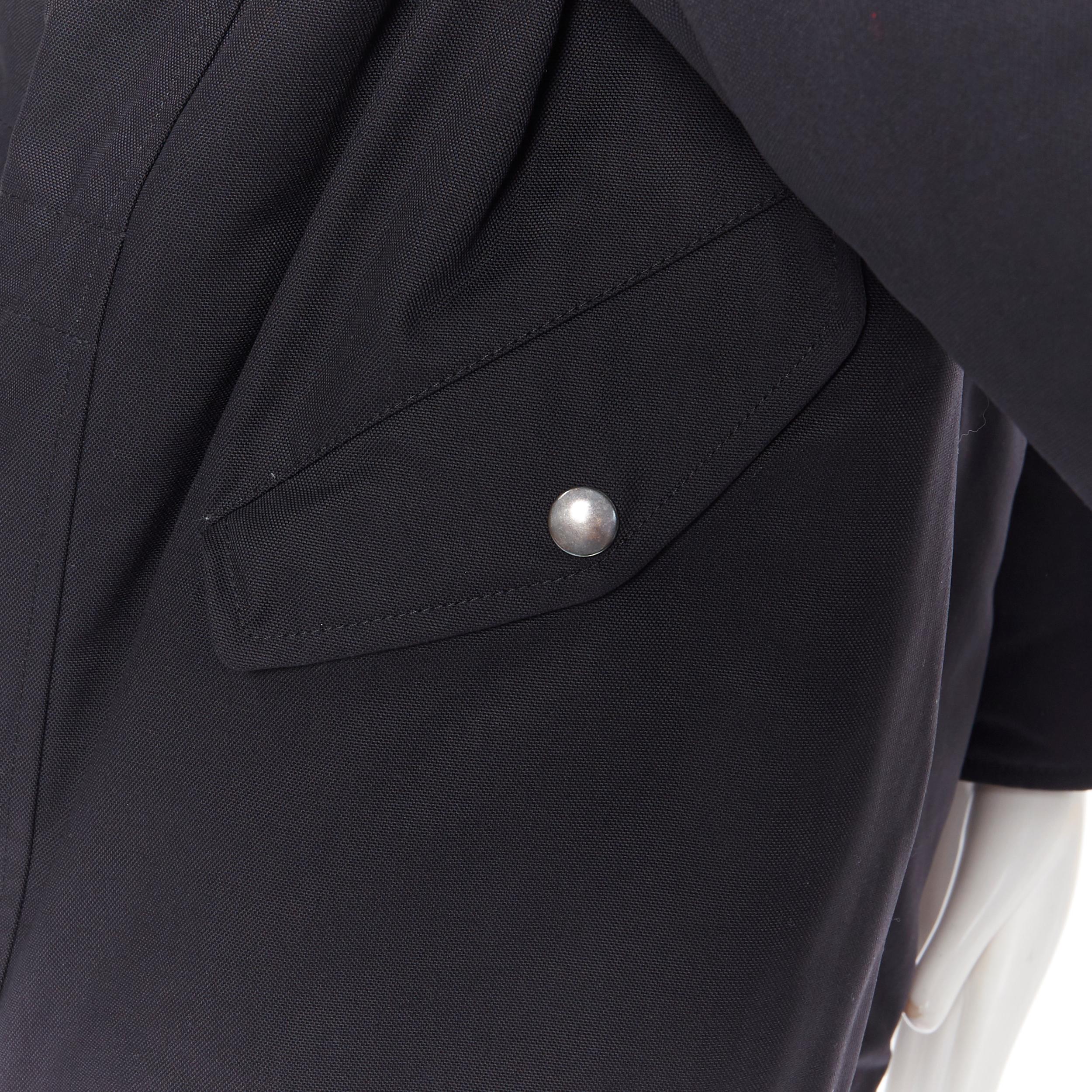 SAINT LAURENT HEDI SLIMANE 2015 black nylon zip front hooded parka coat FR36 4