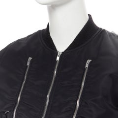 SAINT LAURENT HEDI SLIMANE 2015 black nylon zipper bondage strap MA-1 bomber F34