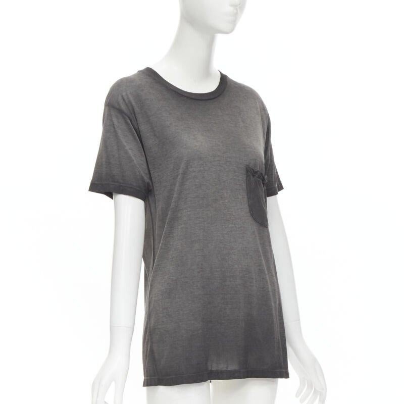 Gray SAINT LAURENT Hedi Slimane 2015 grey washed chest pocket oversized tshirt XS
