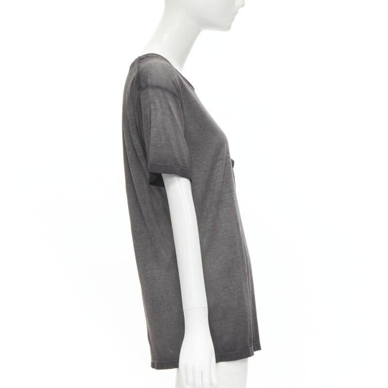 Women's SAINT LAURENT Hedi Slimane 2015 grey washed chest pocket oversized tshirt XS
