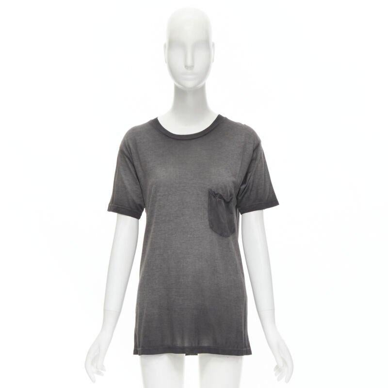 SAINT LAURENT Hedi Slimane 2015 grey washed chest pocket oversized tshirt XS 5