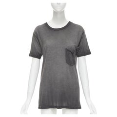 SAINT LAURENT Hedi Slimane 2015 grey washed chest pocket oversized tshirt XS