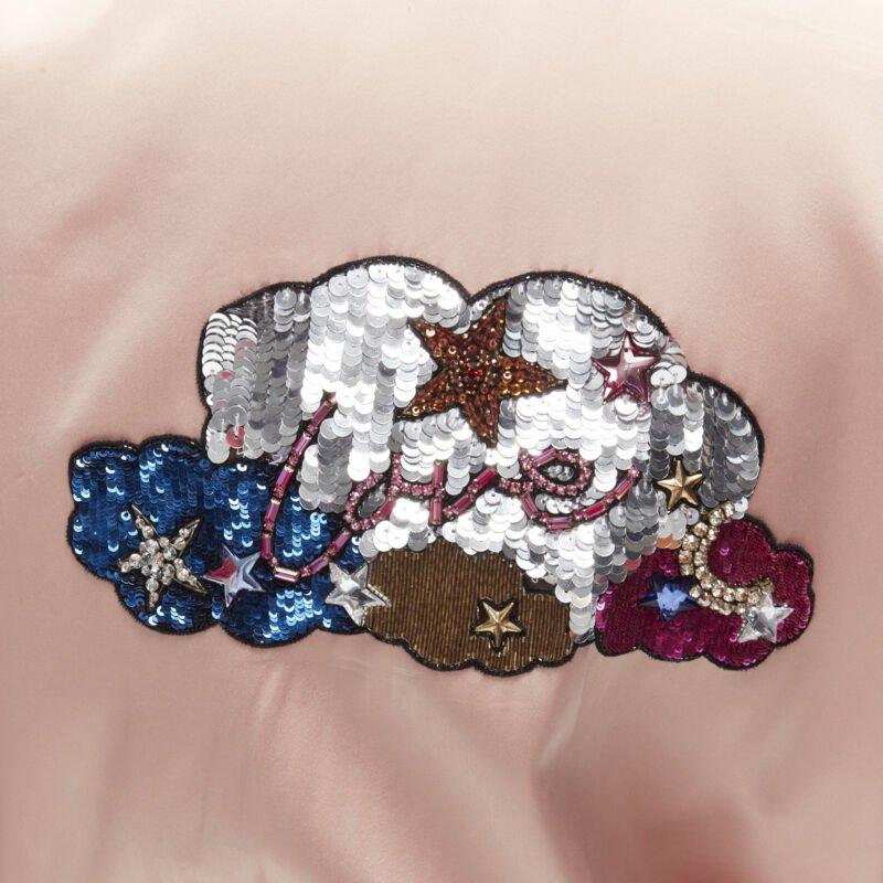 Beige SAINT LAURENT HEDI SLIMANE 2016 love sequins pink satin bomber FR36 S