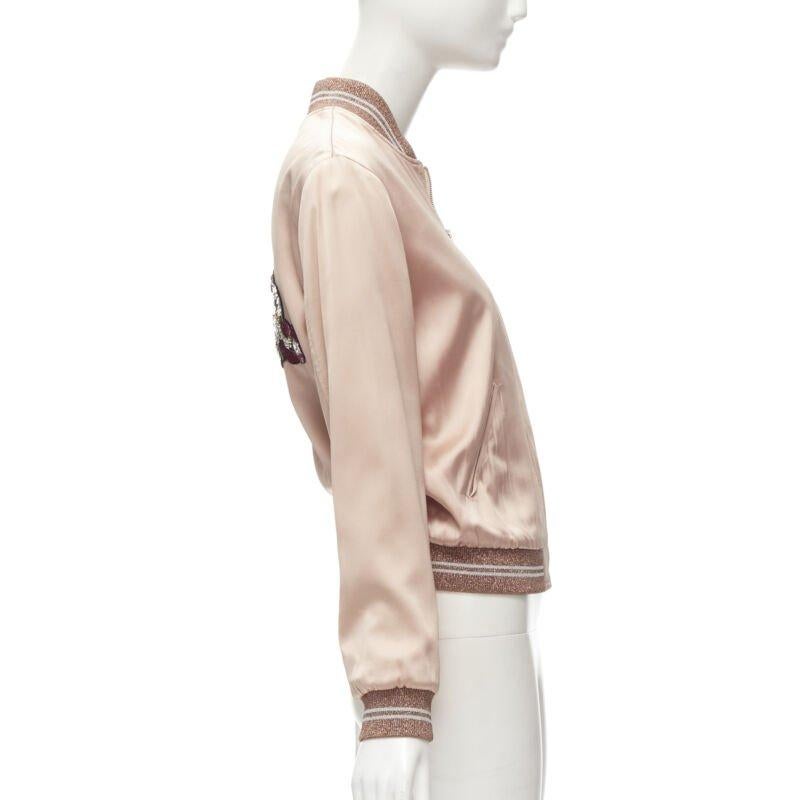 SAINT LAURENT HEDI SLIMANE 2016 love sequins pink satin bomber FR36 S 2