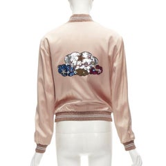 SAINT LAURENT HEDI SLIMANE 2016 love paillettes bomber in raso rosa FR36 S