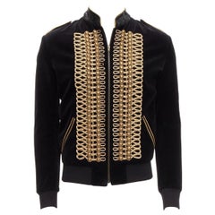 SAINT LAURENT Hedi Slimane 2016 Officer Teddy military trim velour bomber FR44