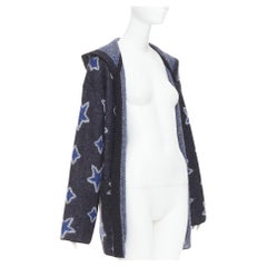 SAINT LAURENT Hedi Slimane 2016 super kid mohair star intarsia hooded cardigan
