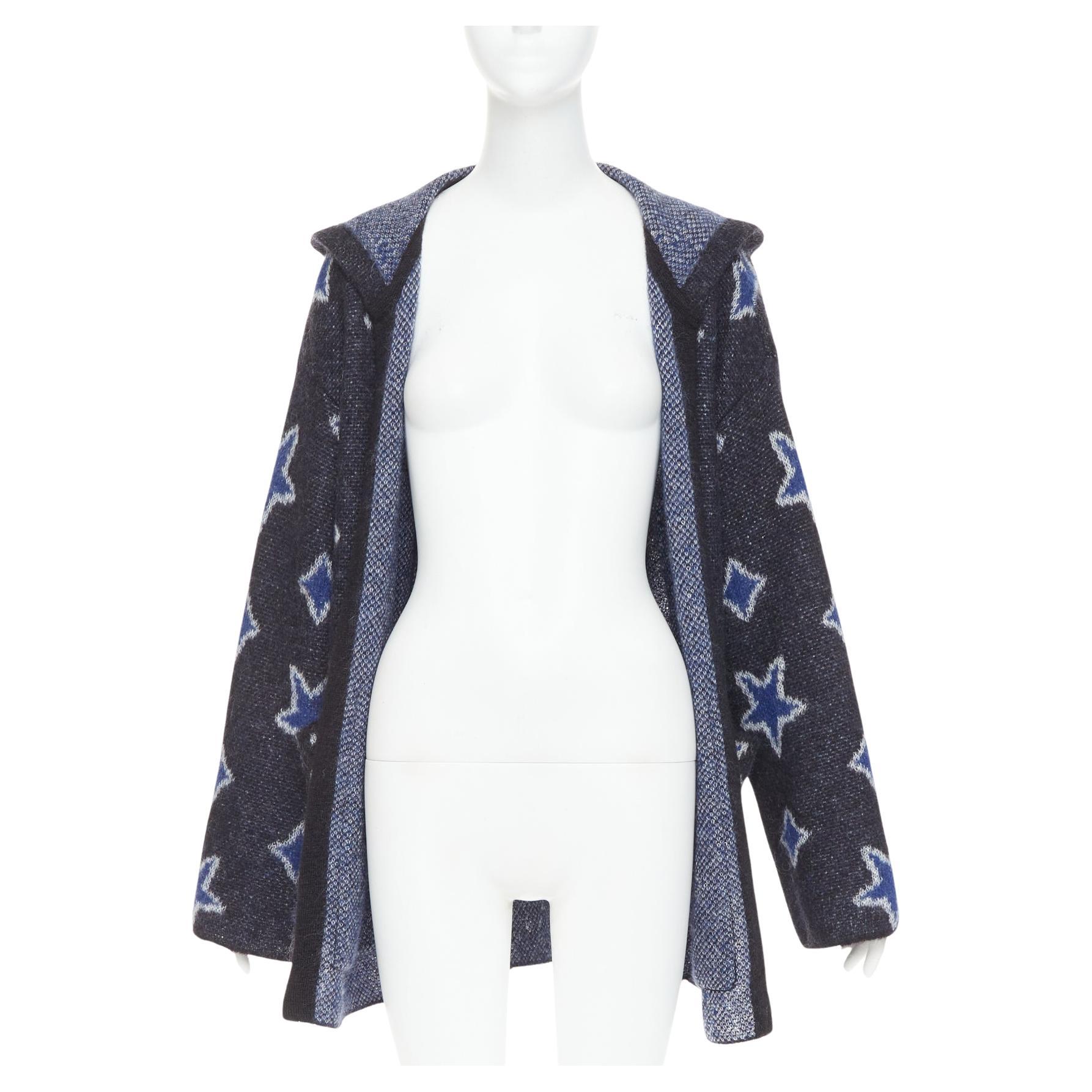 SAINT LAURENT Hedi Slimane 2016 super kid mohair star intarsia hooded cardigan