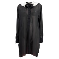 Saint Laurent Hedi Slimane Fall 2013 Look 22 Mini black ecru crepe dress