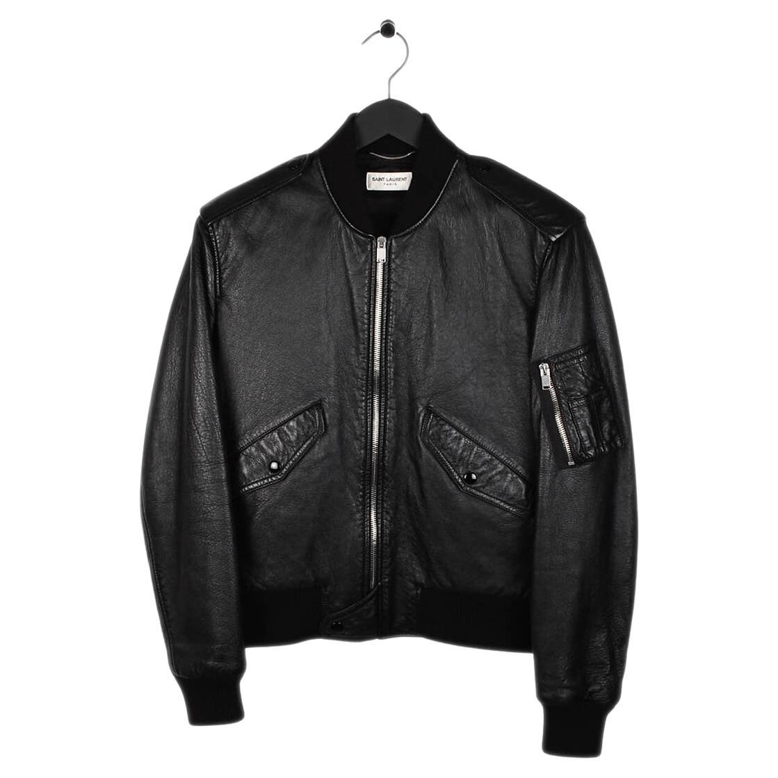 Saint Laurent Motorcycle Leather w/ Shearling Jacket For Sale at 1stDibs
