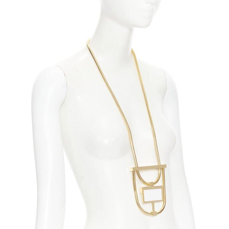 Donna SAINT LAURENT Hedi Slimane Collana con pendente geometrico in pietra bianca Opium in vendita
