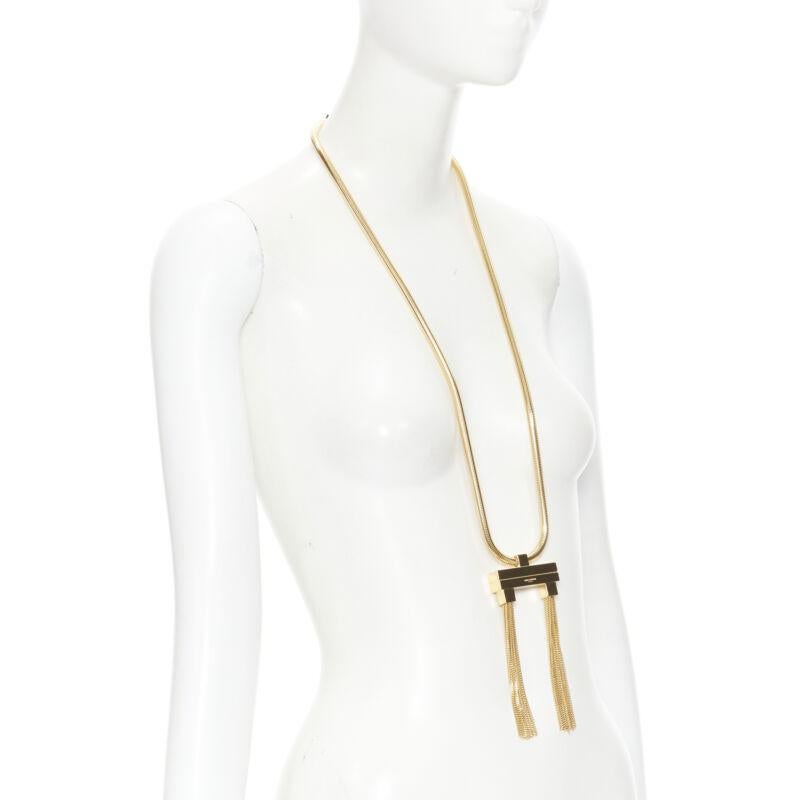 Women's SAINT LAURENT Hedi Slimane Runway Opium Deco gold double tassel necklace For Sale