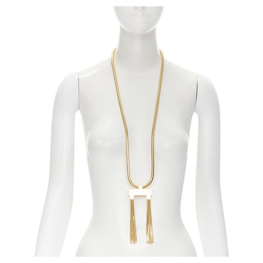 SAINT LAURENT Hedi Slimane Runway Opium Deco gold double tassel necklace For Sale