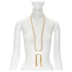 SAINT LAURENT Hedi Slimane Runway Opium Deco gold double tassel necklace