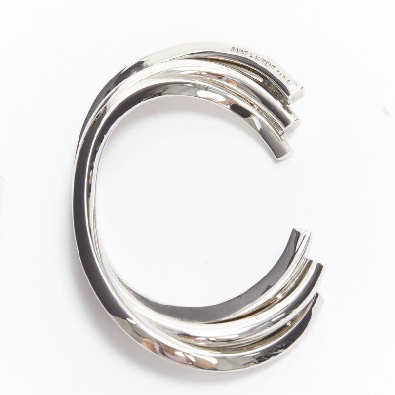 SAINT LAURENT Hedi Slimane bracciale a tripla torsione architettonico in ottone e argento in vendita 1