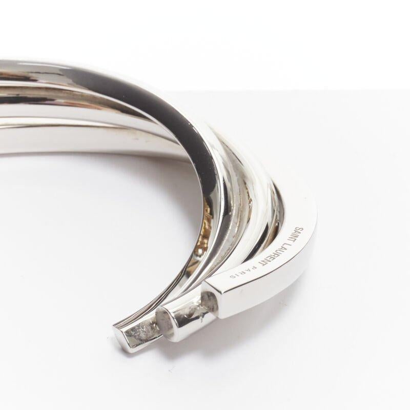 SAINT LAURENT Hedi Slimane bracciale a tripla torsione architettonico in ottone e argento in vendita 4