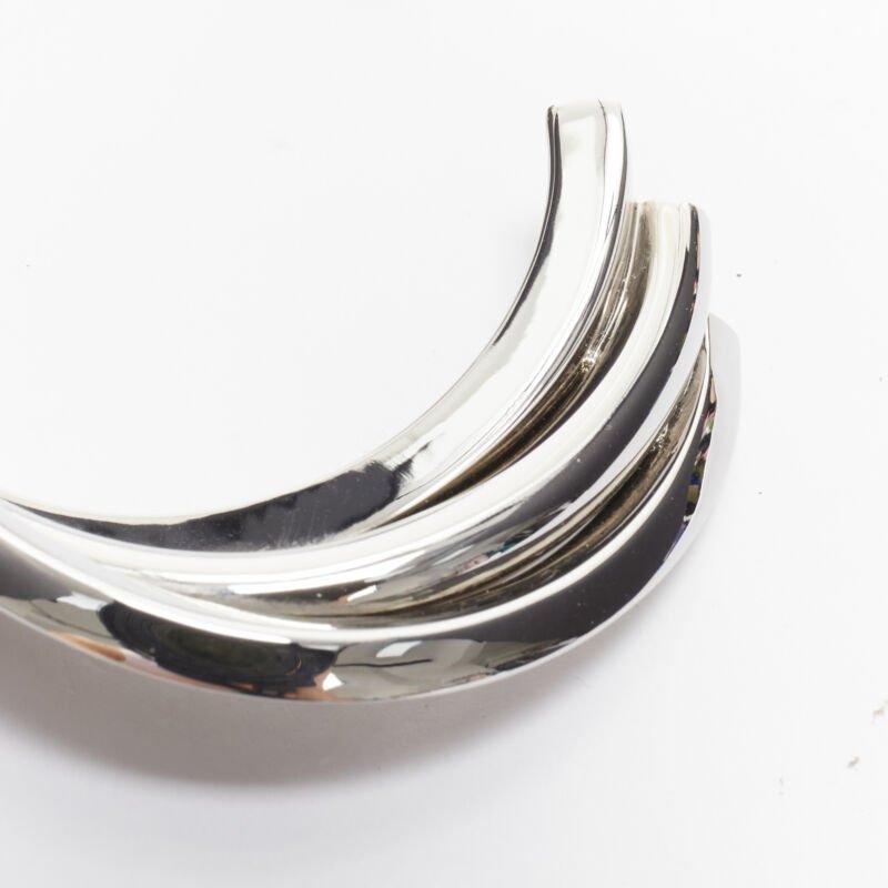 SAINT LAURENT Hedi Slimane silver brass architectural triple twist cuff bracelet For Sale 5