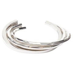 SAINT LAURENT Hedi Slimane bracciale a tripla torsione architettonico in ottone e argento