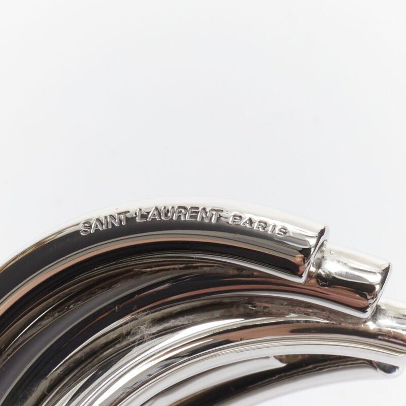 SAINT LAURENT Hedi Slimane silver metal architectural layered twist cuff bangle For Sale 5