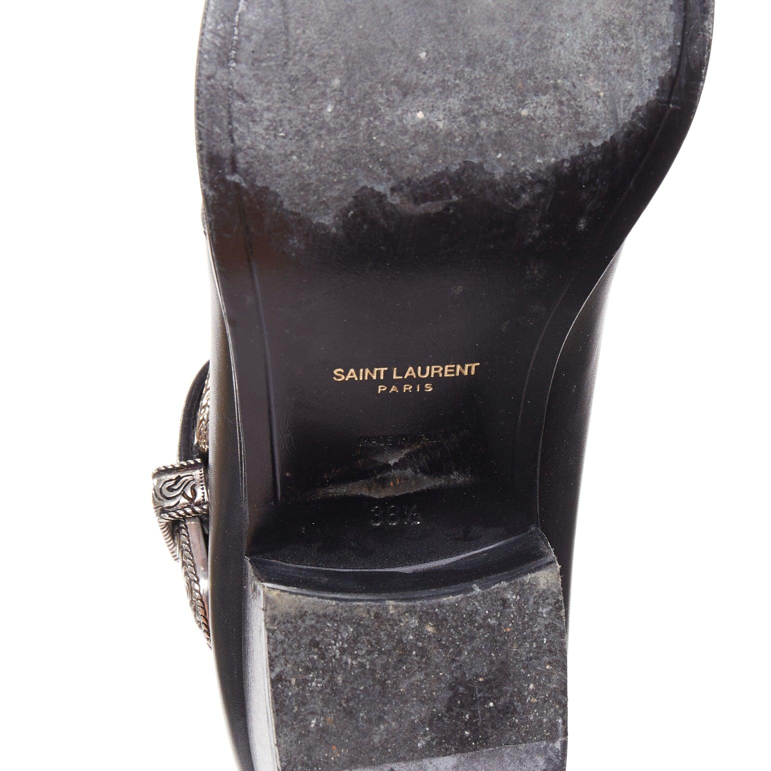 SAINT LAURENT Hedi Slimane stivaletti Chelsea con fibbia occidentale in argento EU38.5 in vendita 6