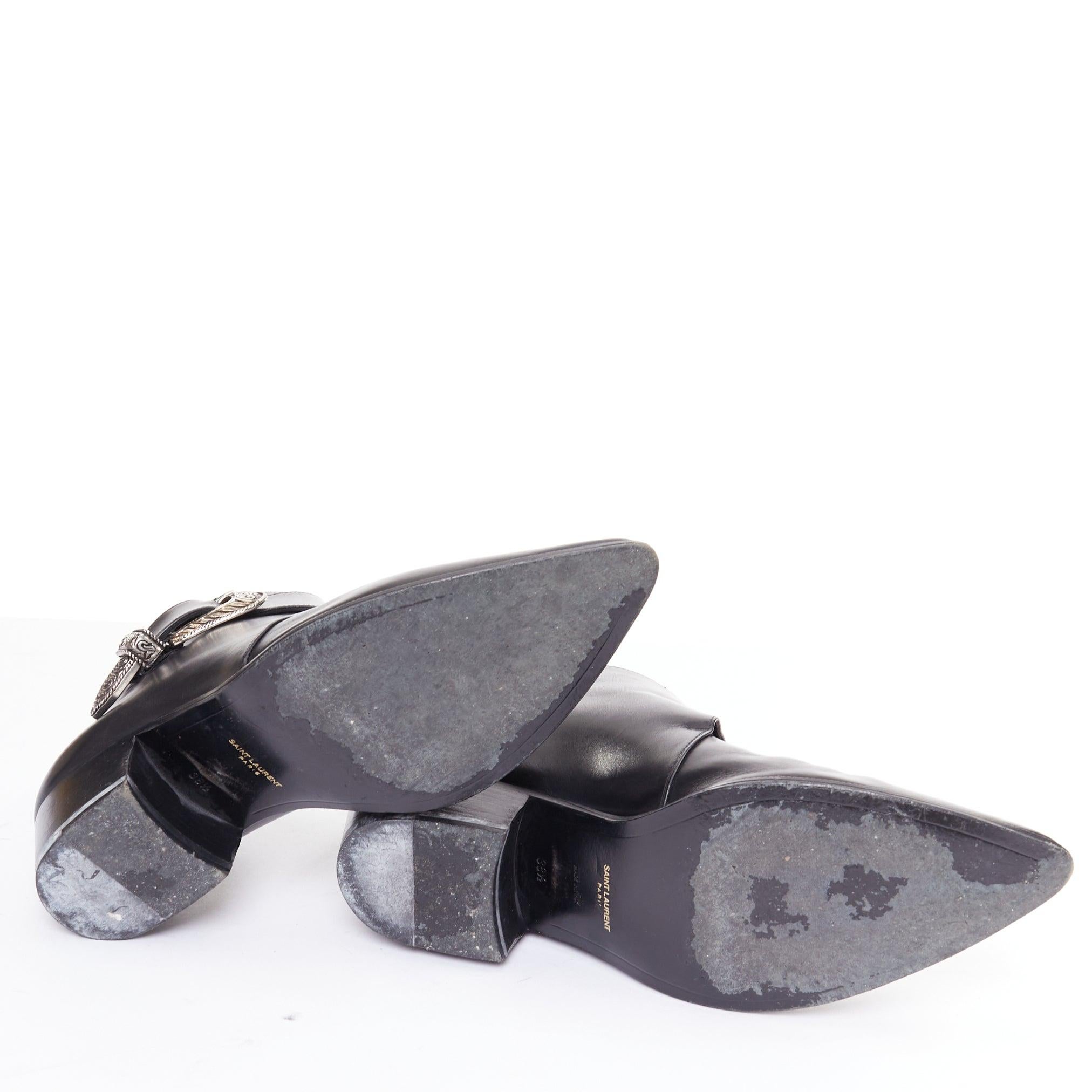 SAINT LAURENT Hedi Slimane stivaletti Chelsea con fibbia occidentale in argento EU38.5 in vendita 7