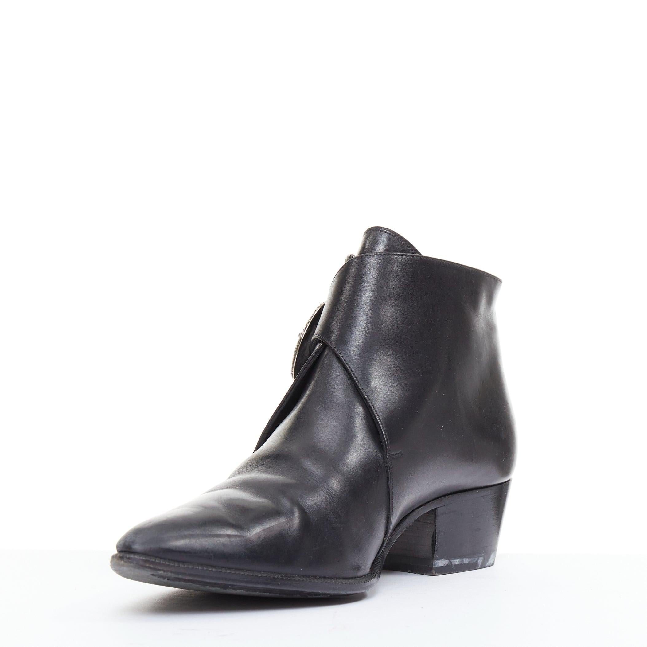 Donna SAINT LAURENT Hedi Slimane stivaletti Chelsea con fibbia occidentale in argento EU38.5 in vendita