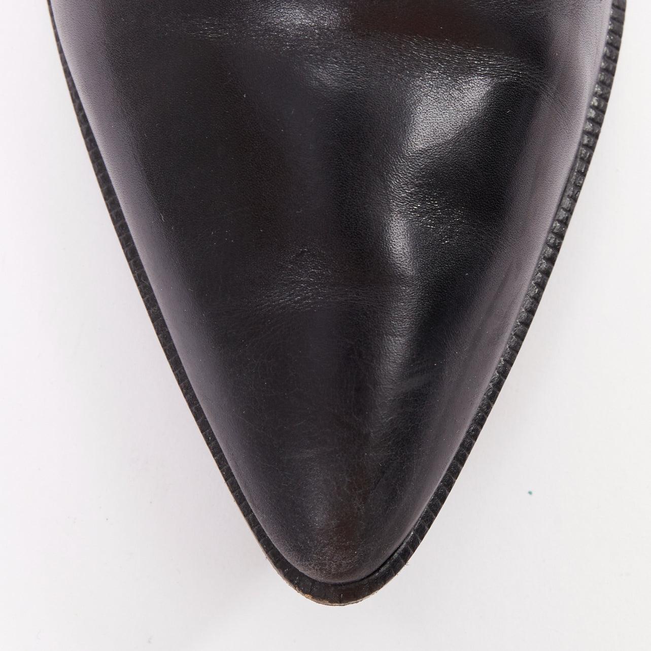 SAINT LAURENT Hedi Slimane stivaletti Chelsea con fibbia occidentale in argento EU38.5 in vendita 2