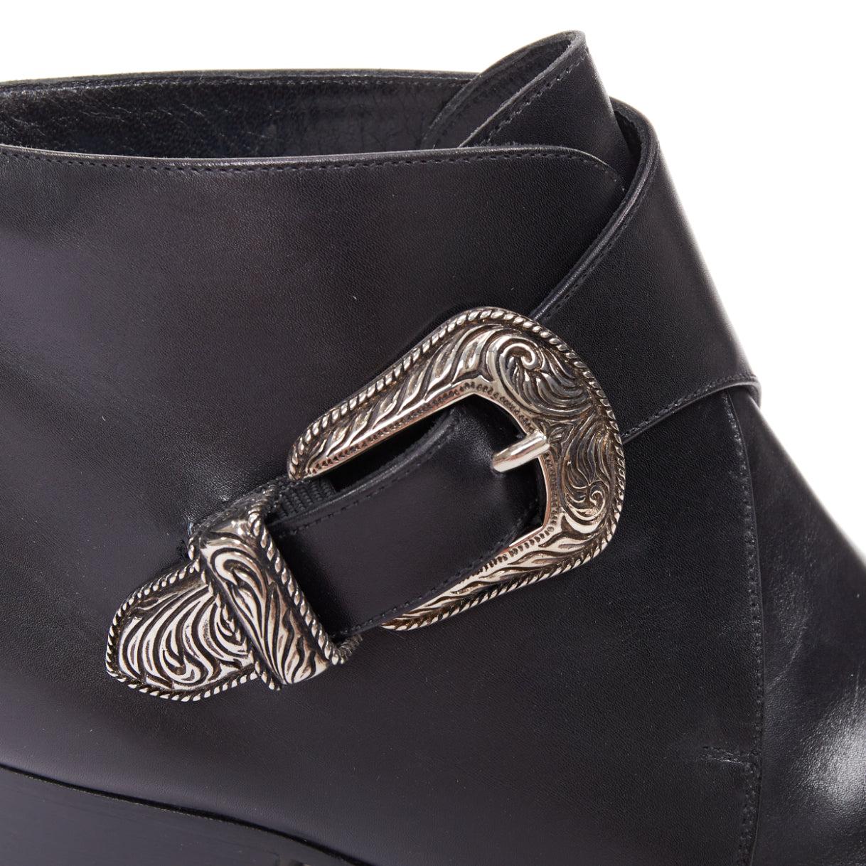 SAINT LAURENT Hedi Slimane stivaletti Chelsea con fibbia occidentale in argento EU38.5 in vendita 4