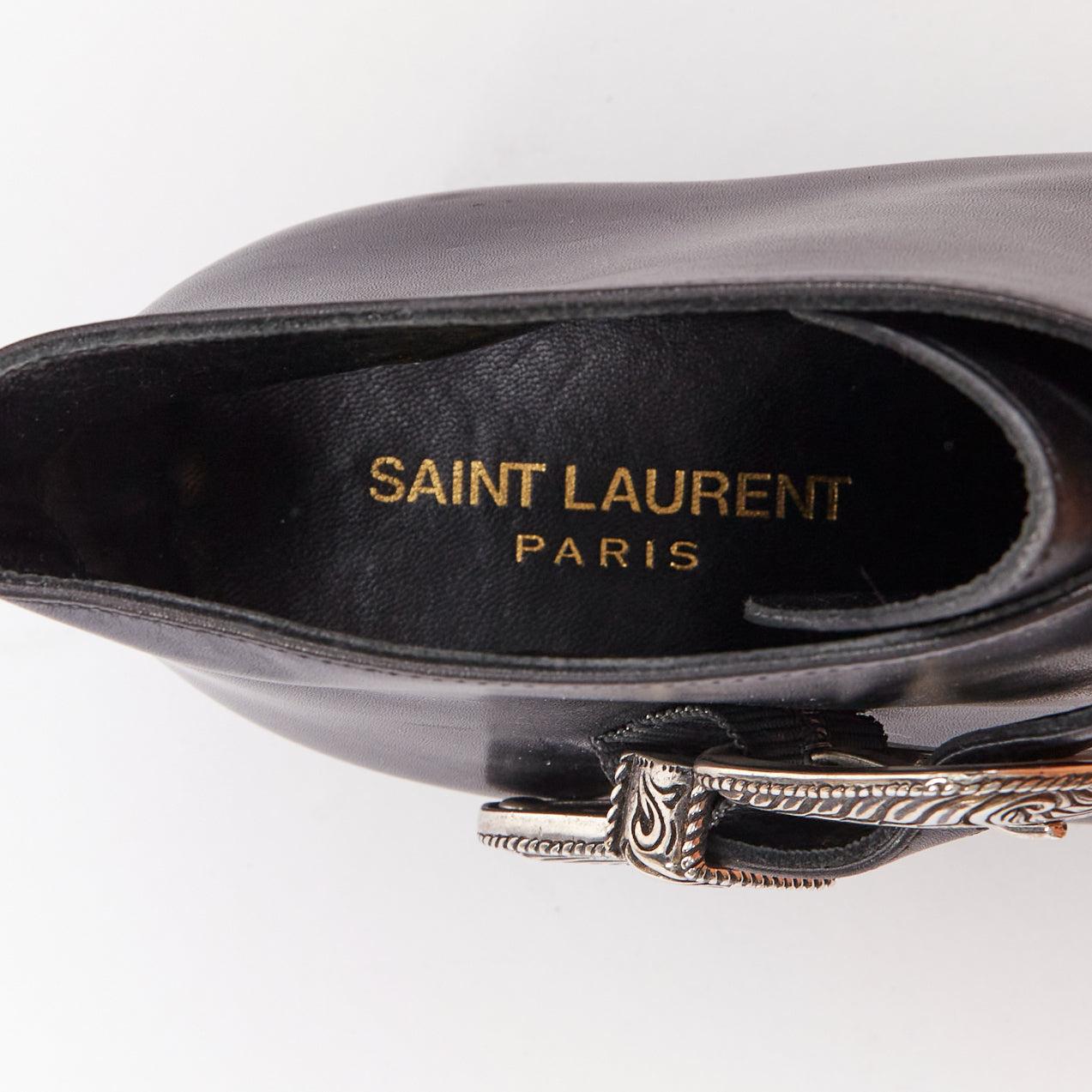 SAINT LAURENT Hedi Slimane stivaletti Chelsea con fibbia occidentale in argento EU38.5 in vendita 5