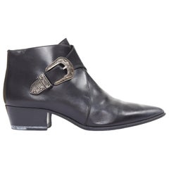 SAINT LAURENT Hedi Slimane stivaletti Chelsea con fibbia occidentale in argento EU38.5