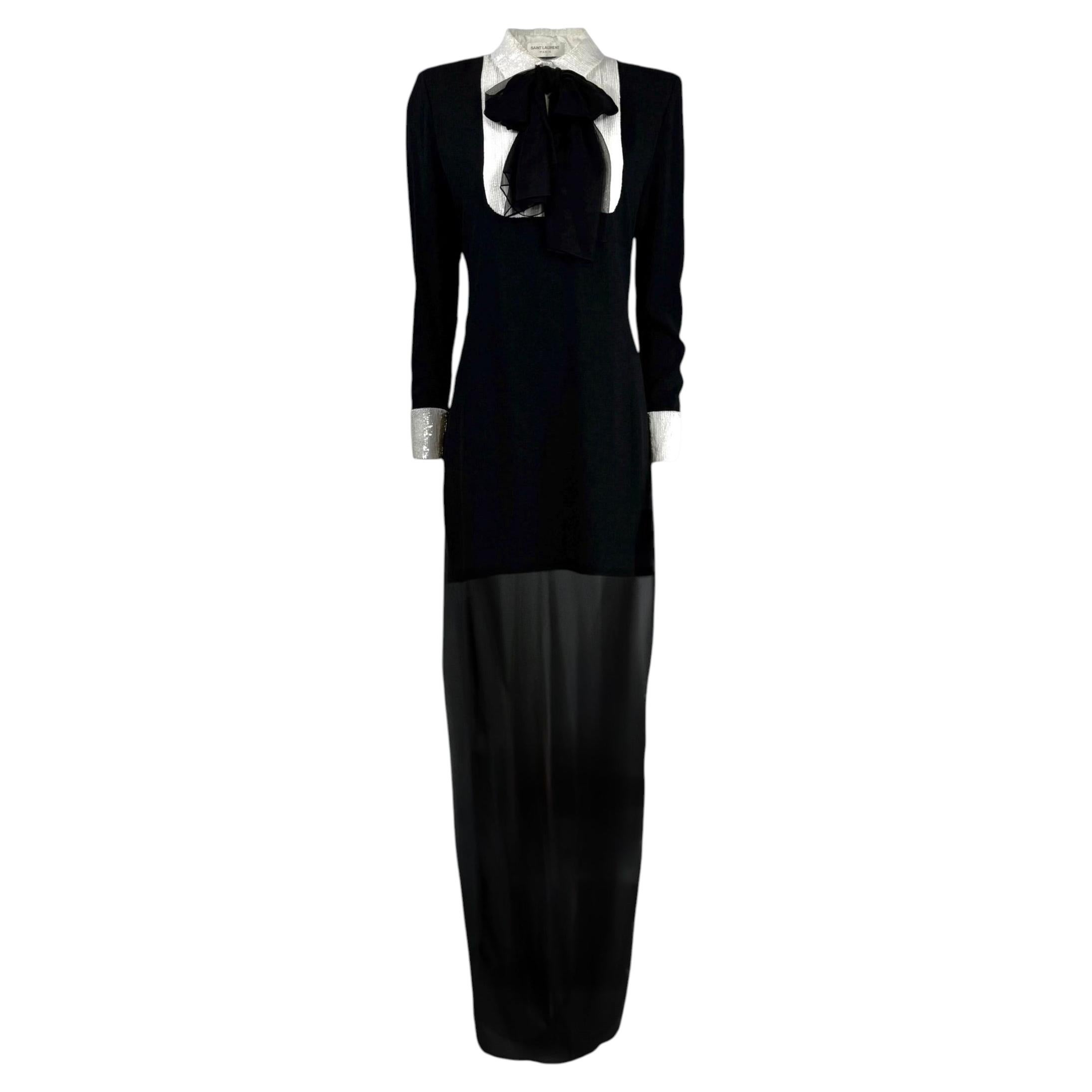 Saint Laurent Hedi Slimane Frühjahr 2013 Look 13 – Smoking-Kleid mit Schleppe im Angebot