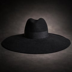 Saint Laurent Hedi Slimane Wide Brim Hat Black Rabbit Felt 2012 France Size 56