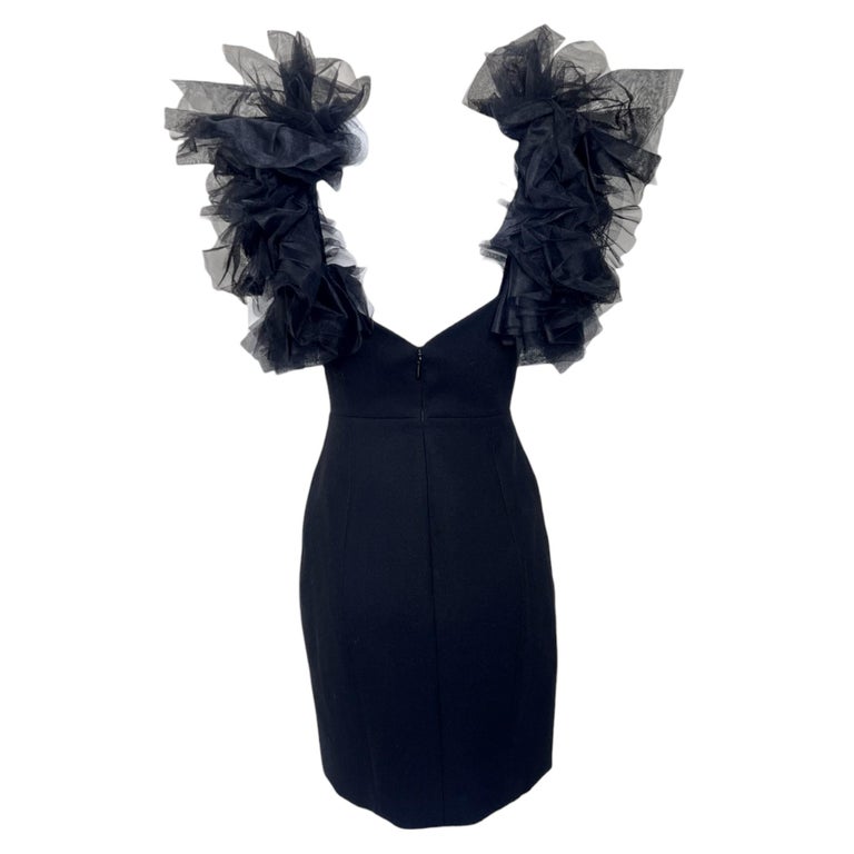 heidi black feather trim strapless mini dress Heidi Sleeveless Fit and Flare Mini Dress by Jewel Badgley Mischka main image 1