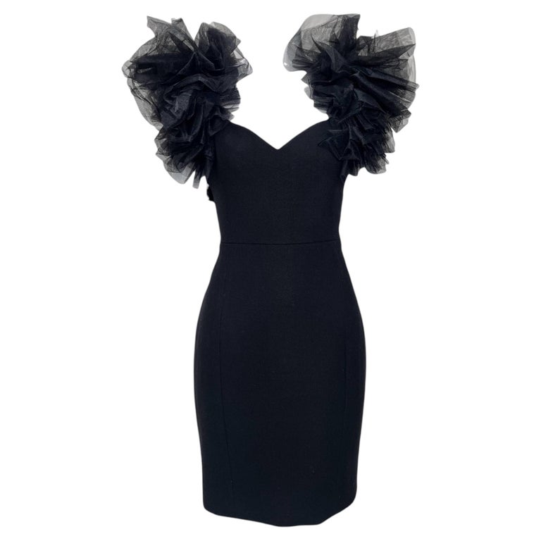 saint laurent black mini dress Saint Laurent Black Long Sleeve Sequin Mini Dress FR S (UK 8) – Sellier