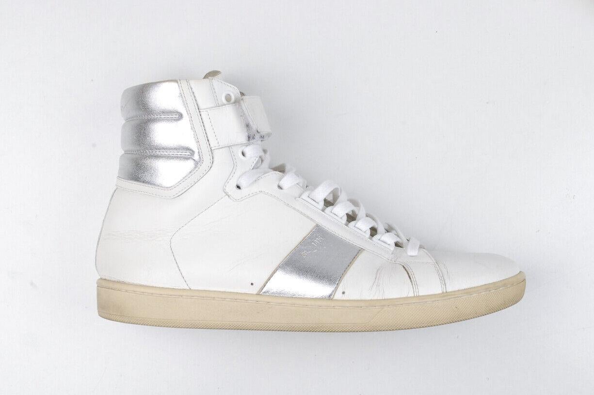 Gray Saint Laurent Hi-Top SL14H Sneakers Leather Men Shoes Size 40EU For Sale