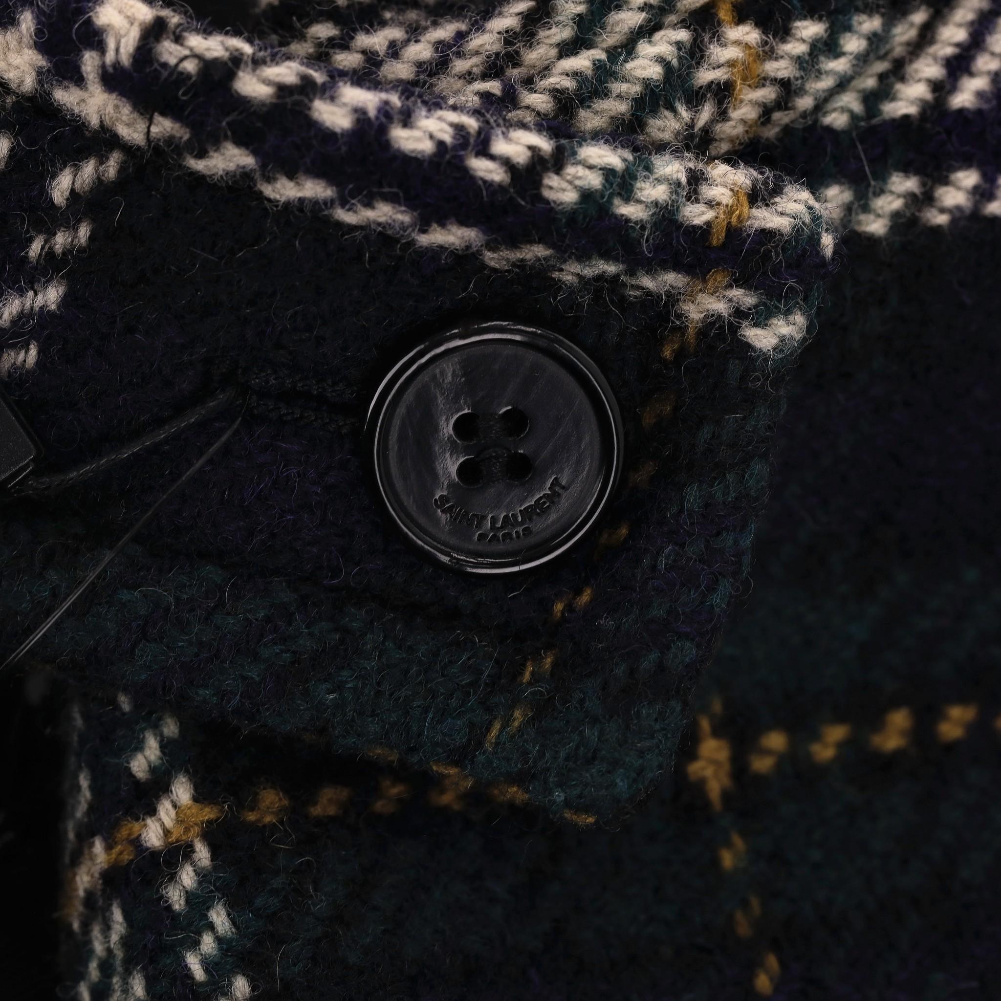 Saint Laurent Hooded Plaid Check Wool Cape 1