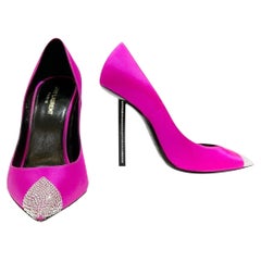 Saint Laurent Hot Pink Crystal Embellished "Tower" Pump