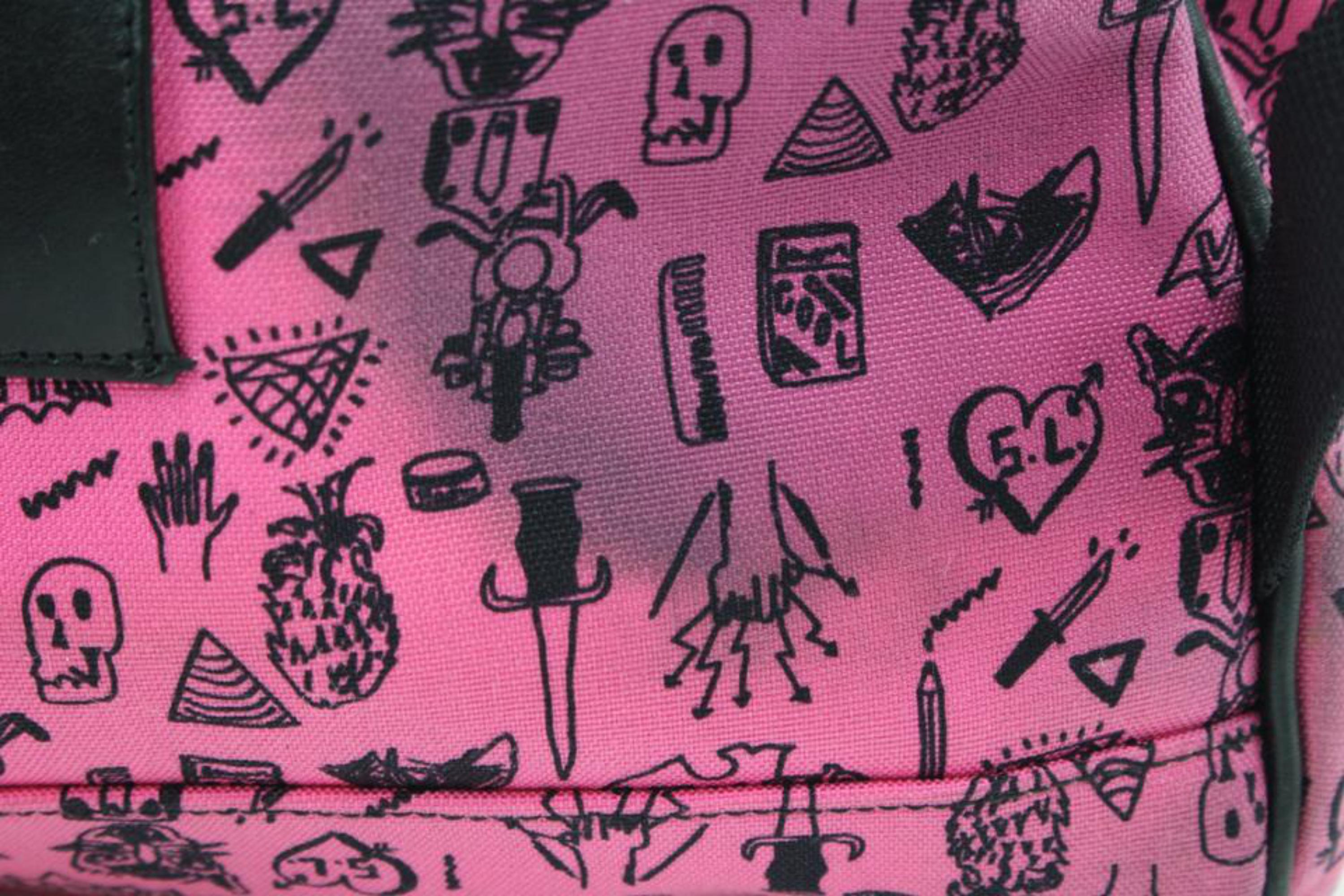 Saint Laurent Hot Pink Doodle Print City Backpack 54ys23s For Sale 3