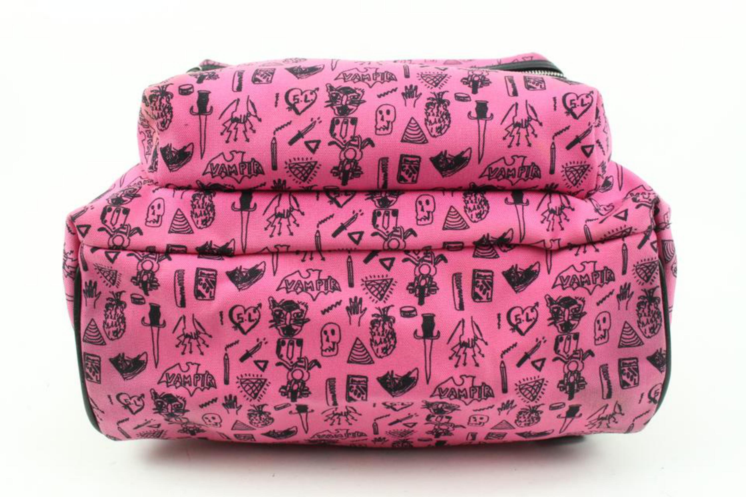 Saint Laurent Hot Pink Doodle Print City Backpack 54ys23s For Sale 4