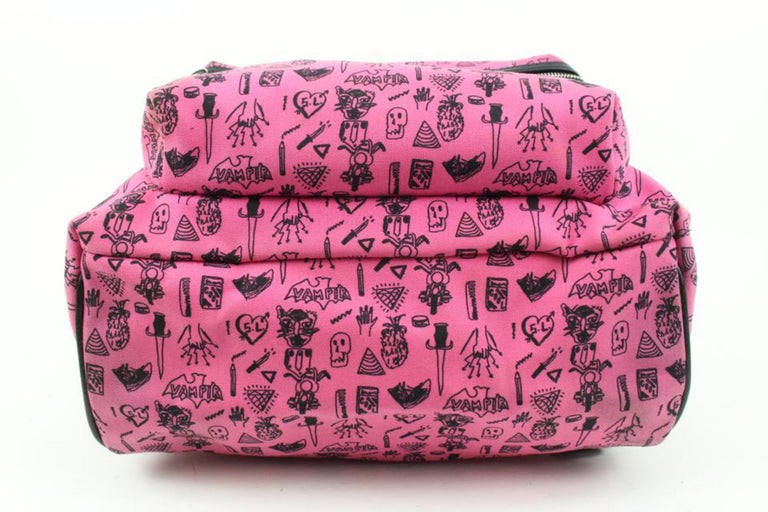 Saint Laurent Hot Pink Doodle Print City Backpack 54ys23s Saint Laurent Hot Pink Doodle Print City Backpack 54ys23s  main image 2