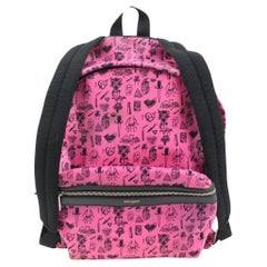 Used Saint Laurent Hot Pink Doodle Print City Backpack 54ys23s