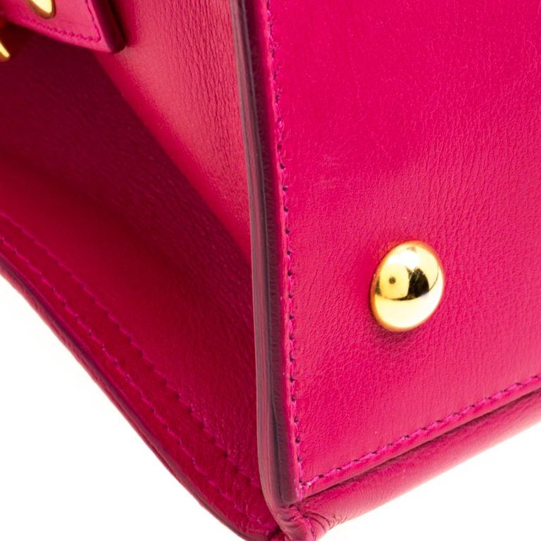 Saint Laurent Hot Pink Leather Medium Cabas Chyc Tote For Sale at 1stDibs