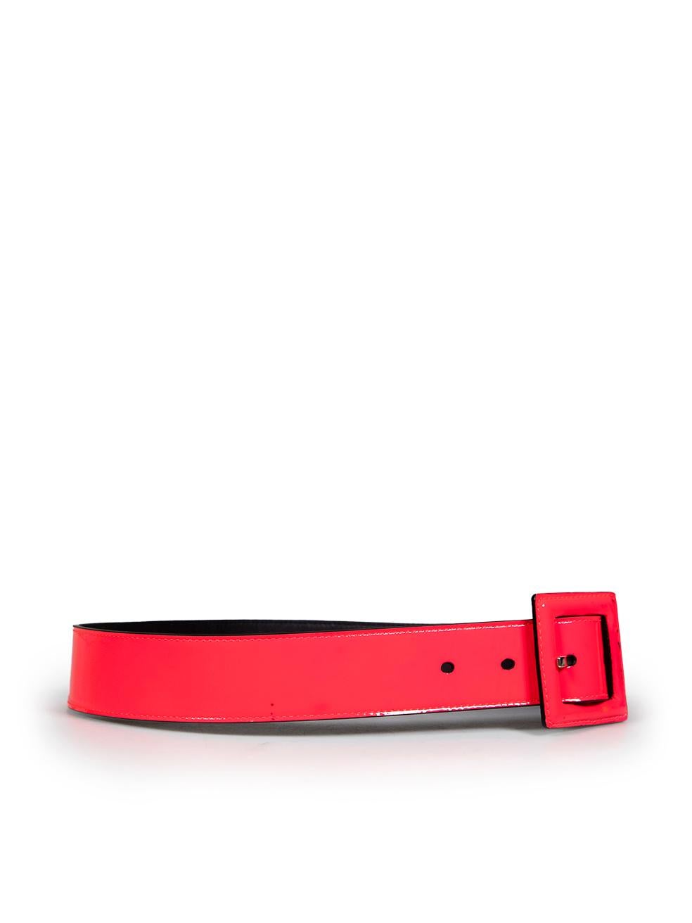 CONDITION is Very good. Minimal wear to the belt is evident. Marks across the belt and buckle on this used Saint Laurent designer resale item.
  
  Details
  
  
  Hot pink
  
  Patent leather
  
  Belt
  
  Buckle detail
  
  Thin
  
  
  
  
  
 