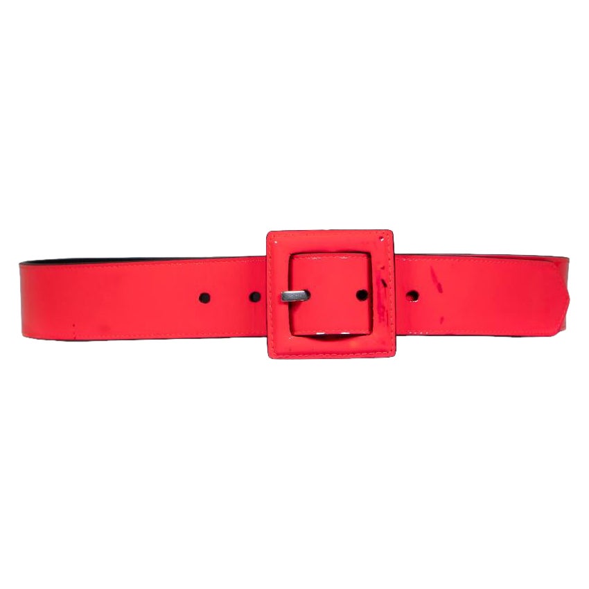 Cintura in vernice rosa caldo di Saint Laurent