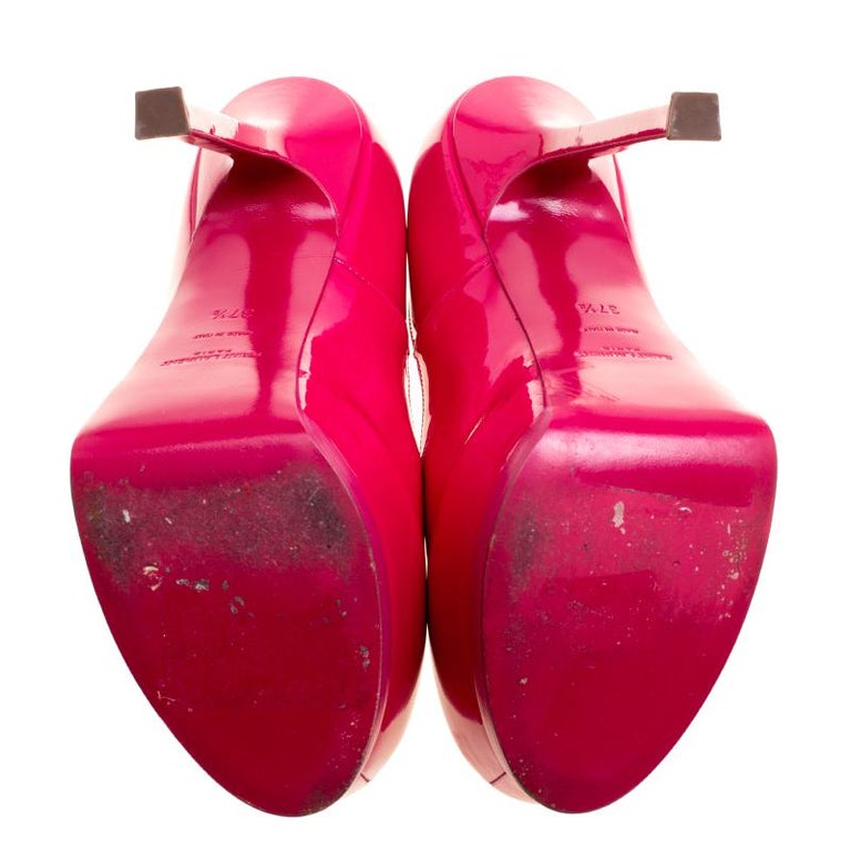 hot pink patent pumps