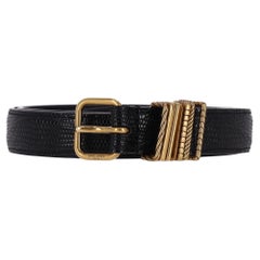 Saint Laurent Hublot Cintura in pelle goffrata a lucertola
